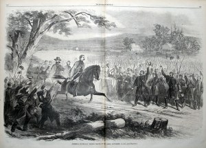 Generals McClellan and Burnside ride past the troops, Nov 1862